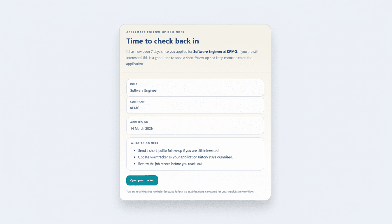 ApplyMate follow-up reminder workflow preview